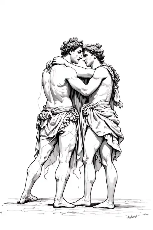 Achilles And Patroclus Hugging Eachother