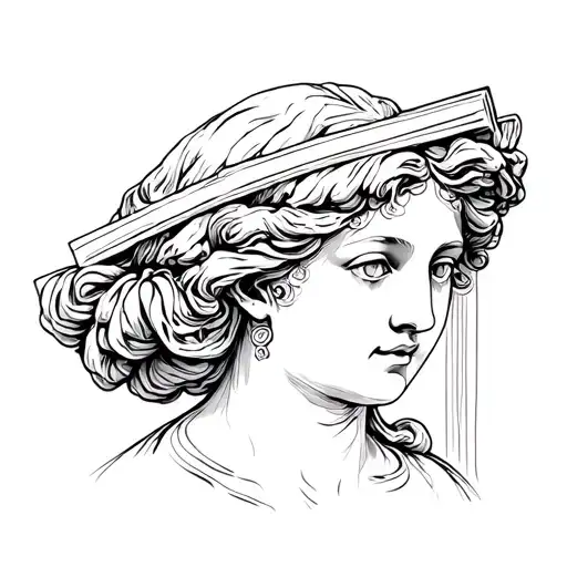 A Woman's Head With Roman Pillar