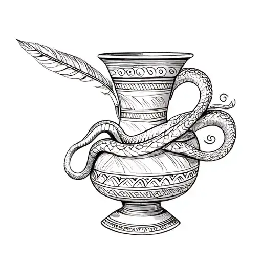 South America Vase And Feathered Mitic Snake