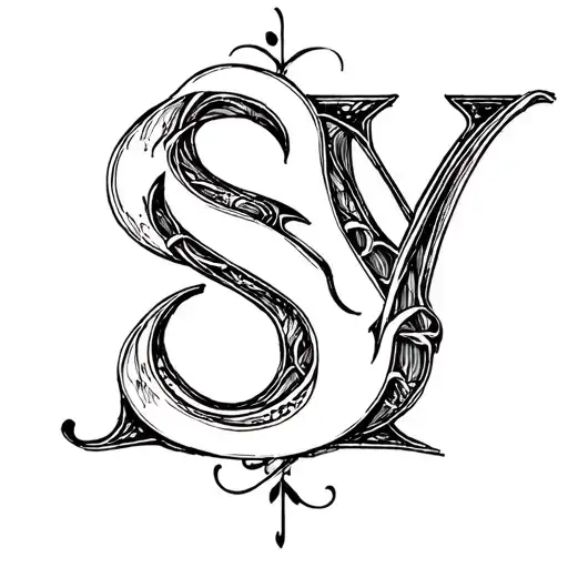 S And Y Letter Tattoo In Music Style Tattoo Design