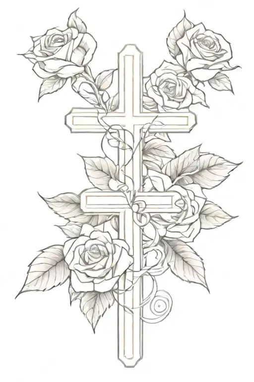 Simple Cross And Roses Wrapped
