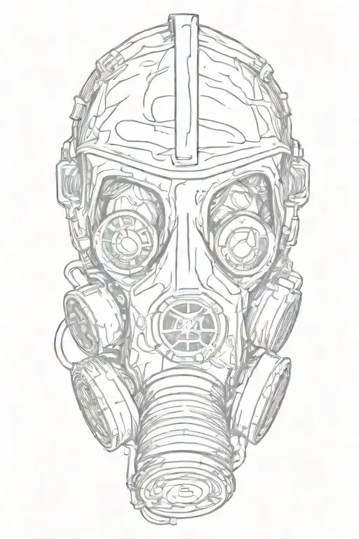 Gas Mask Surrounded By Swirling