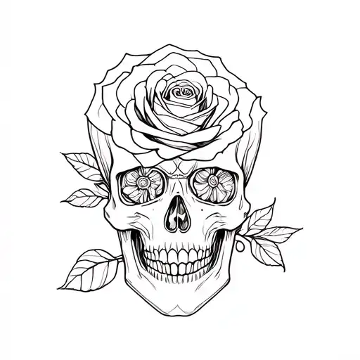 Rose Inside Skull