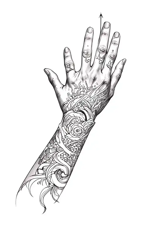 The Tattoo Consists Of A Hand Mimickin