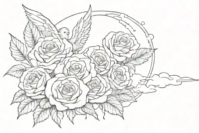 Roses With Clouds And Angel Watching