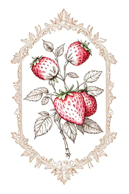 Postage Stamp With Strawberries And Roses