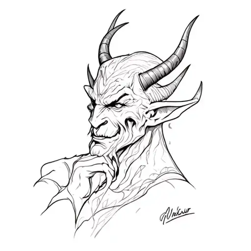 A Devil With Horns On A Forearm