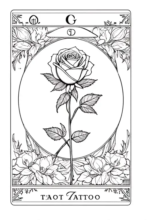 Tarot Card With A Rose And The Gemini Sign
