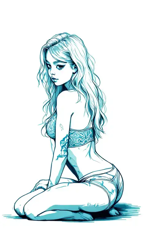 Busty Caucasian Girl On Knees