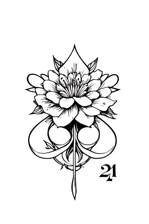 Neck Flower Intertwined Within Spades And 21 Incorporated