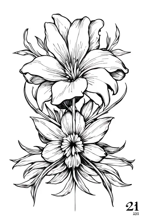 Neck Flower Intertwined Within Spades And 21 Incorporated In The Flower