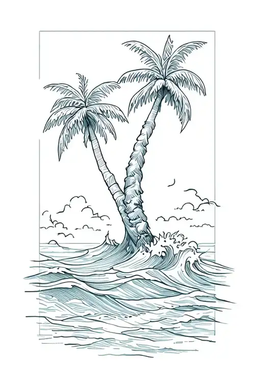 Palm Trees And Waves