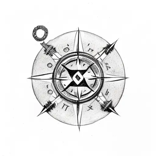 Runic Compass Guiding A Viking Warrior