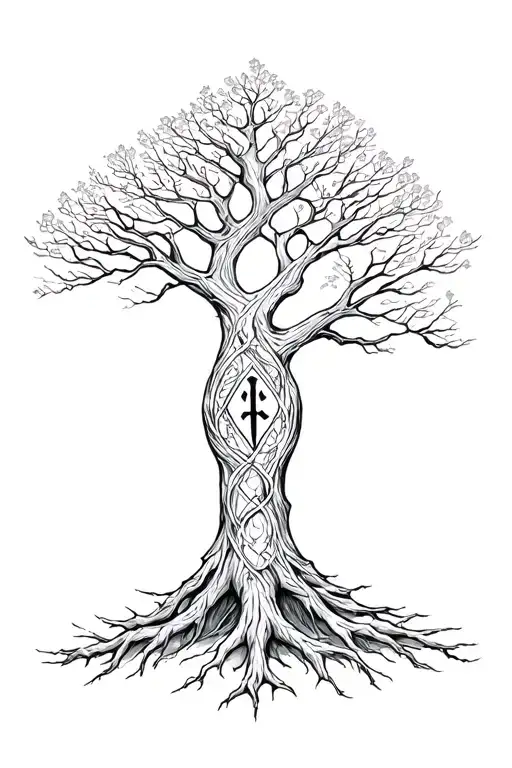 Yggdrasil Tree Rune Style Tatto