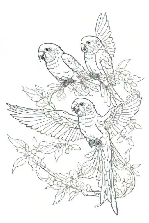 Parakeets Flying