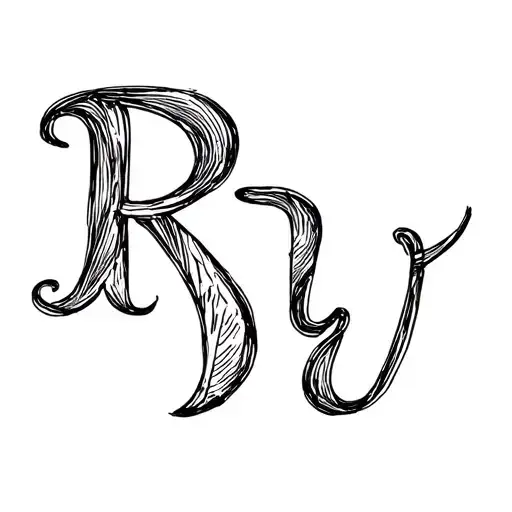 The Letters R U B And Y Done In Cursive To Form A Shape