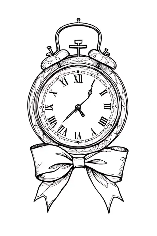 A Clock At 12 With A Bow Tied