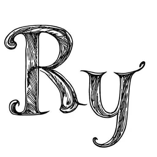 The Letters R U B And Y Done In Cursive To Form A Shape