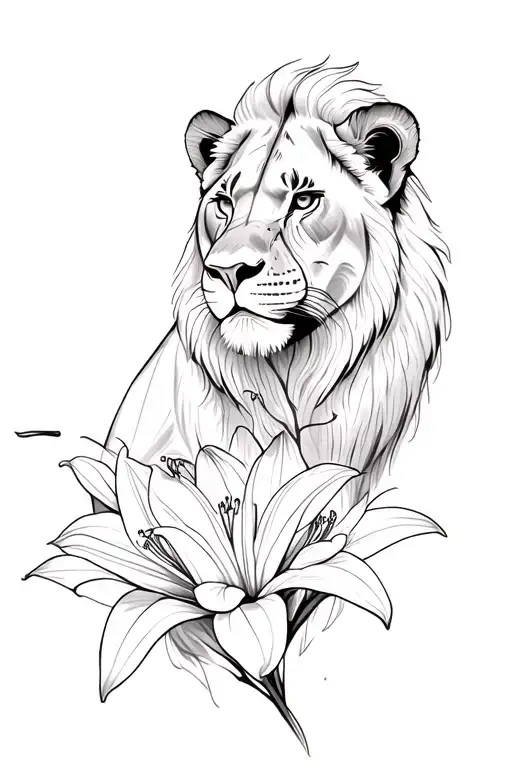 Lioness And Lily Flowers