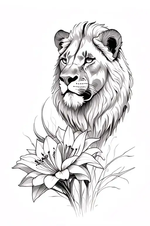Lioness And Lily Flowers