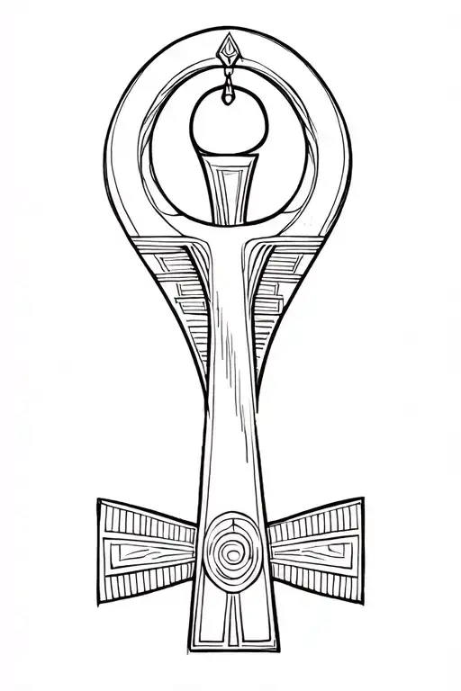 Regular Egyptian Ankh But Add A Tongue Hanging From The Ankhs Hole At Top Like Its A Mouth