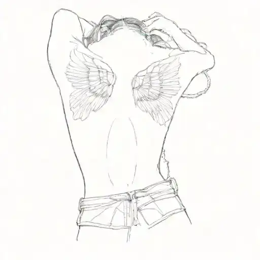 A Woman With Wings Tattooed On Her Back