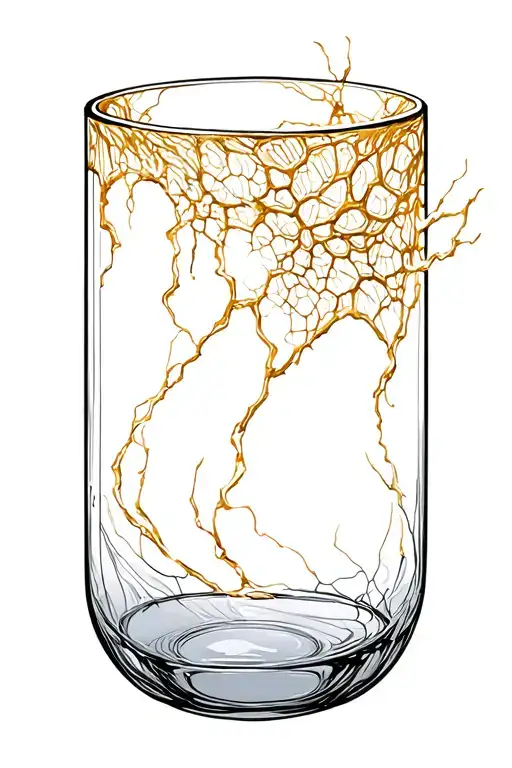 Long Simple Kitsungi Gold Cracks Through A Large Rectangle Vase