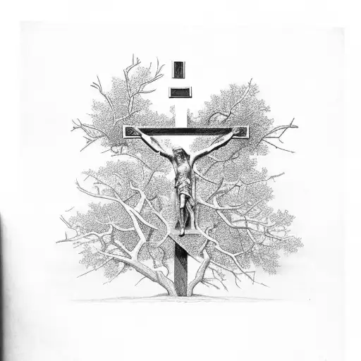 Christian Crucifix With Tree Of Life Branches