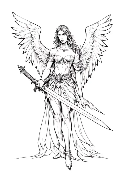 Fallen Angel Holding Sword