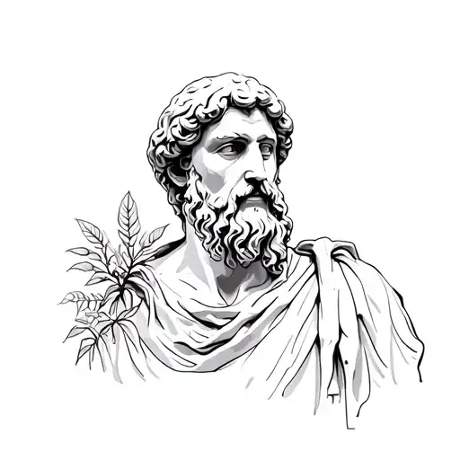 Roman Statue Socrates With Plants