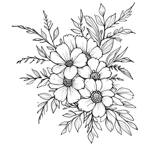 July August November Birth Flower Bouquet