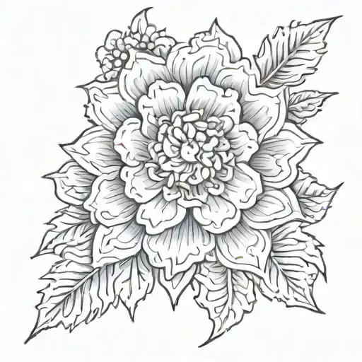 Tribal Marigold Flower Aztec