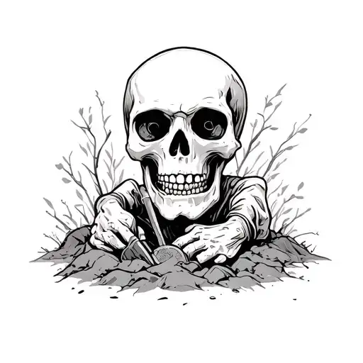 Skeleton Digging Grave
