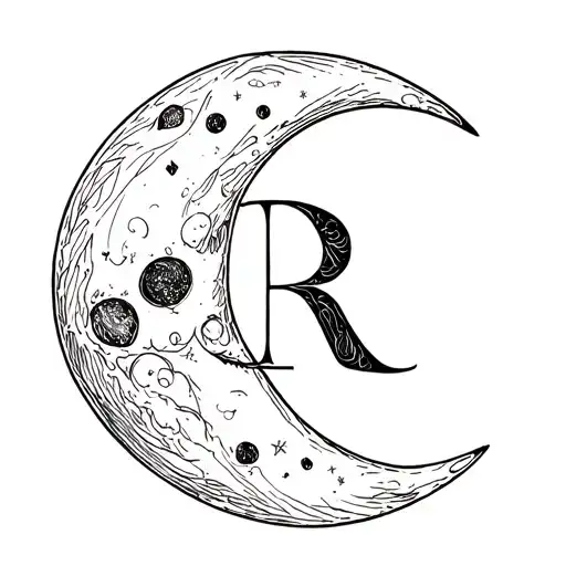 Moon With A Cursive R In Small Case
