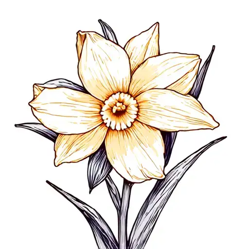 Daffodil And Voilet Flower Intertwined