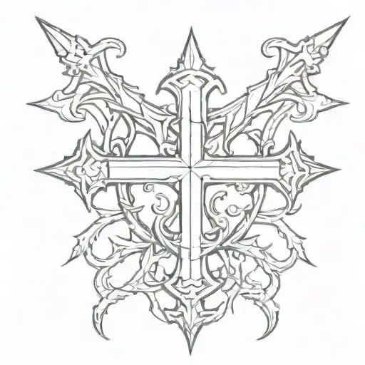 Cross With Thorn Crown Hanging On The Right Side