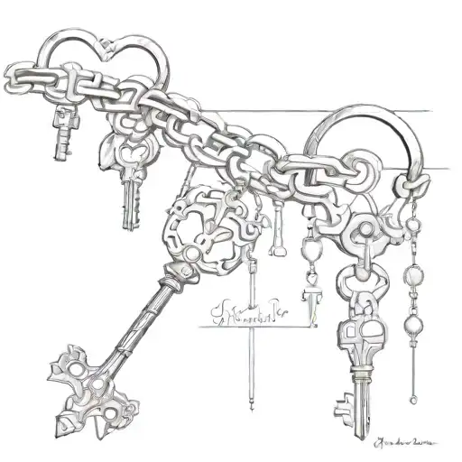 Keys On Chain With Names And Gemstones