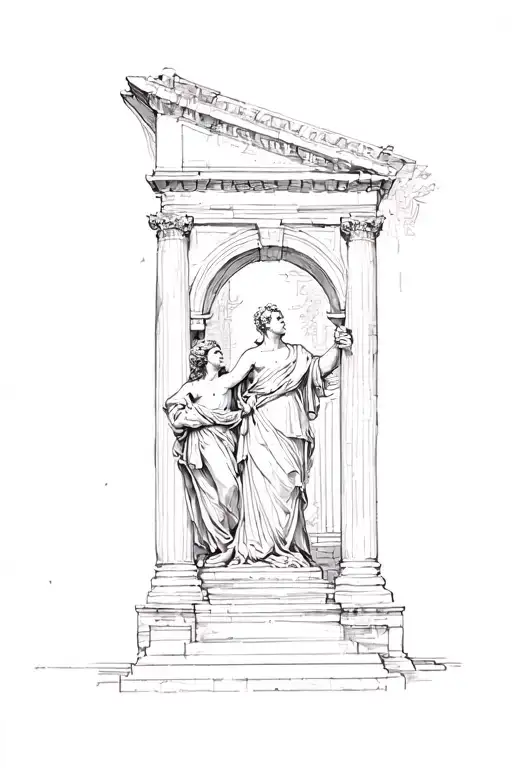 Italian Ancient Ruins And Sculpture Composition Inspired By Caravaggio Art