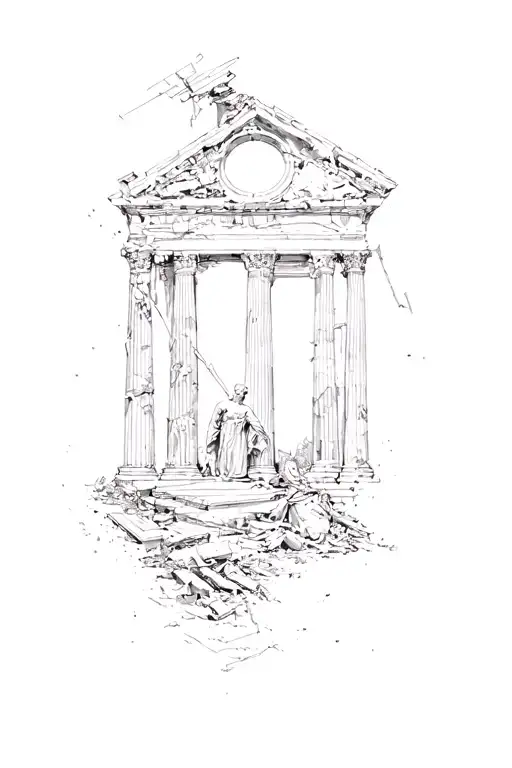 Italian Ancient Partially Destroyed Ruins And Sculptures Inspired By Caravaggio Art