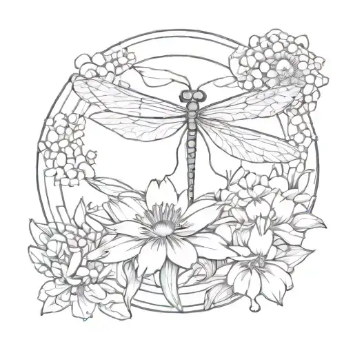 Dragonfly Lotus Enso Circle Daisy