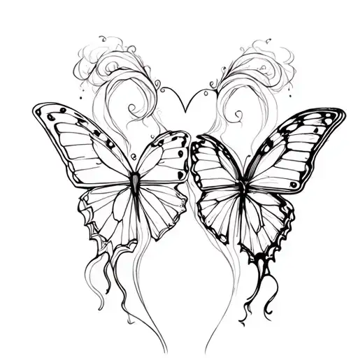 Heart For Two Sisters With A Butterfly