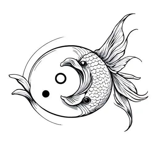 Yin Yang Koi Fish With Head