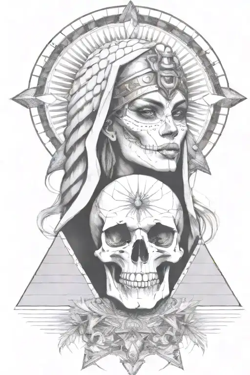Pharoh Goddess With Diamonds Skull