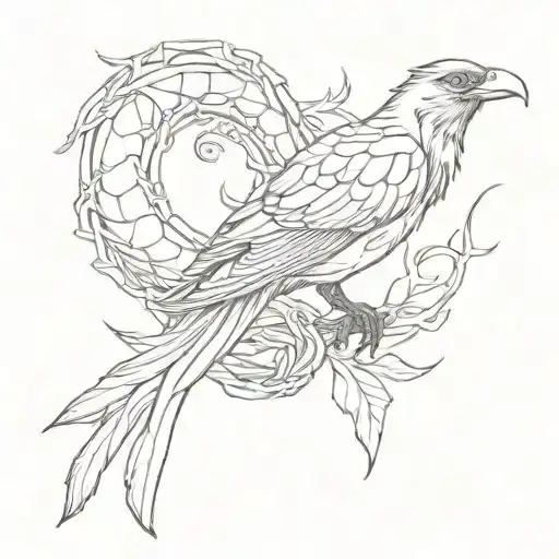 Snake Wrapped Around A Crow