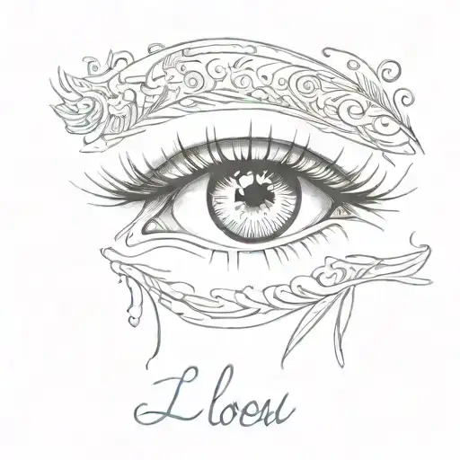 Eyes Of A Girl In A Painting With The Inscription Love You