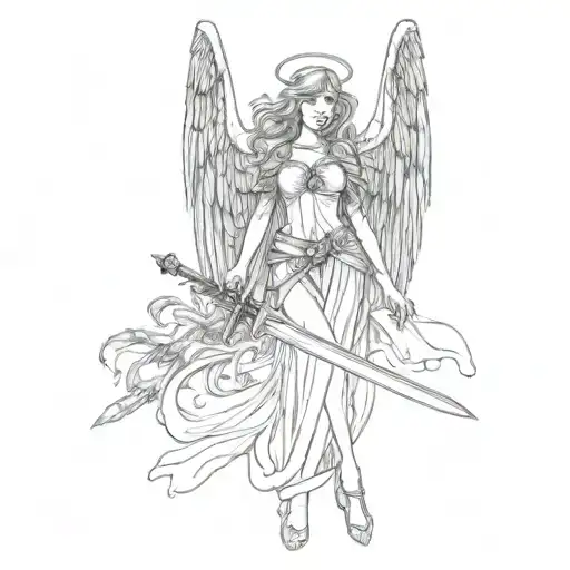 An Angel With Wings And A Sword