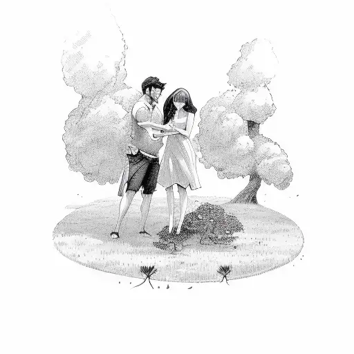 Man Propsing A Girl Under A Tree