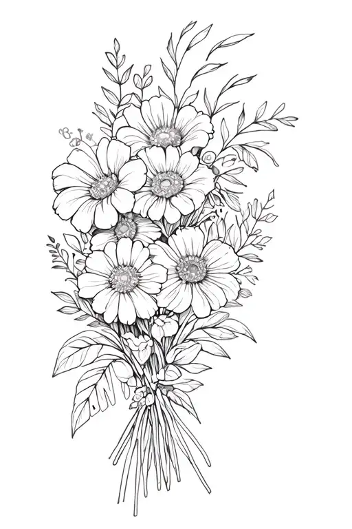 A Bouquet Of Flowers Intertwined With My Kids Names And Birth Flowers