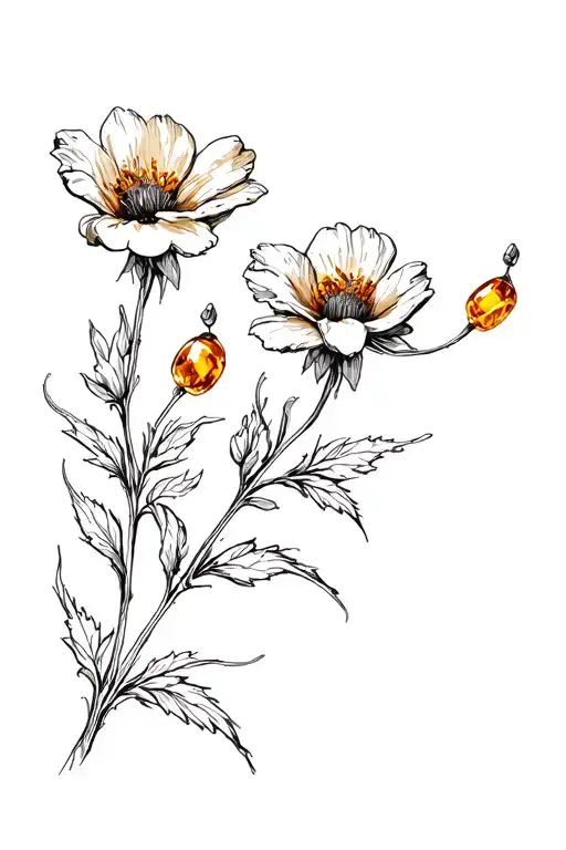 Flowers With Amber On The Stem