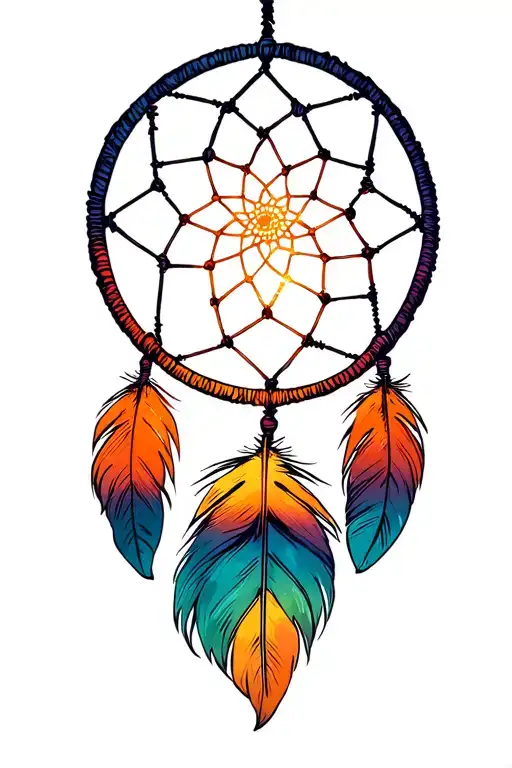 Dream Catcher With A Glowing Feather